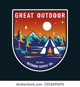 Outdoor Badges vector Design mountain illustration