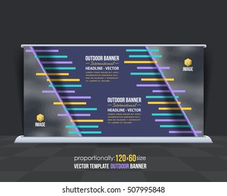 Outdoor Banner Vector Background. Advertising Corporate Cover Design with Image Add Feature, Business Elements and Print Ready Flat Style Out Door Ad or Website Horziontal Banners Template