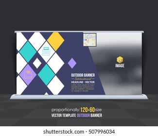 Outdoor Banner Vector Background. Advertising Corporate Cover Design with Image Add Feature, Business Elements and Print Ready Flat Style Out Door Ad or Website Horziontal Banners Template