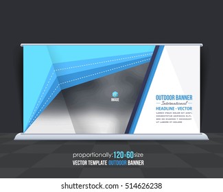 Outdoor Banner Vector Background. Advertising Corporate Cover Design with Image Add Feature, Business Elements and Print Ready Flat Style Out Door Ad or Website Horizontal Banners Template