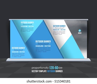 Outdoor Banner Vector Background. Advertising Corporate Cover Design with Image Add Feature, Business Elements and Print Ready Flat Style Out Door Ad or Website Horizontal Banners Template