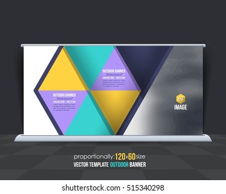 Outdoor Banner Vector Background. Advertising Corporate Cover Design with Image Add Feature, Business Elements and Print Ready Flat Style Out Door Ad or Website Horizontal Banners Template