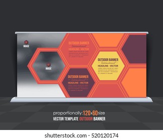 Outdoor Banner Vector Background. Advertising Corporate Cover Design with Image Add Feature, Business Elements and Print Ready Flat Style Out Door Ad or Website Horizontal Banners Template