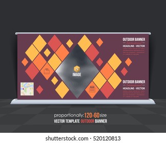 Outdoor Banner Vector Background. Advertising Corporate Cover Design with Image Add Feature, Business Elements and Print Ready Flat Style Out Door Ad or Website Horizontal Banners Template