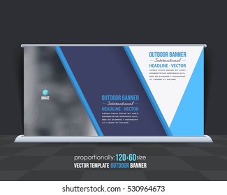 Outdoor Banner Vector Background. Advertising Corporate Cover Design with Image Add Feature, Business Elements and Print Ready Flat Style Out Door Ad or Website Horizontal Banners Template
