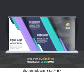 Outdoor Banner Vector Background. Advertising Corporate Cover Design with Image Add Feature, Business Elements and Print Ready Flat Style Out Door Ad or Website Horizontal Banners Template