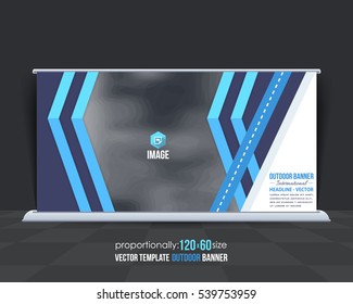 Outdoor Banner Vector Background. Advertising Corporate Cover Design with Image Add Feature, Business Elements and Print Ready Flat Style Out Door Ad or Website Horizontal Banners Template