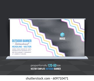 Outdoor Banner Vector Background. Advertising Corporate Cover Design with Image Add Feature, Business Elements and Print Ready Flat Style Out Door Ad or Website Horizontal Template