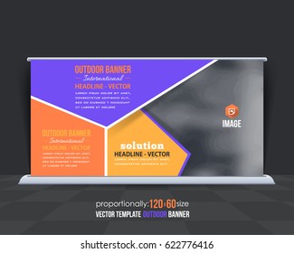 Outdoor Banner Vector Background. Advertising Corporate Cover Design with Image Add Feature, Business Elements and Print Ready Flat Style Ad or Website Horizontal Template