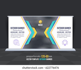 Outdoor Banner Vector Background. Advertising Corporate Cover Design with Image Add Feature, Business Elements and Print Ready Flat Style Ad or Website Horizontal Template