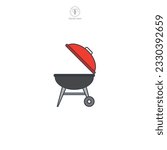 Outdoor Barbecue Grill vector icon illustration isolated on white background