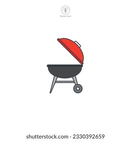 Outdoor Barbecue Grill vector icon illustration isolated on white background