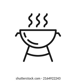 Outdoor barbecue icon design. Outline style. Vector illustration.