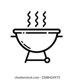 Outdoor BBQ Grill Outline Icon Isolated On White Background