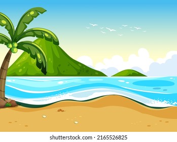 Outdoor beach landscape scene illustration