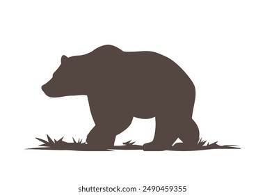 A outdoor bear silhouette walk on grass land, vector art, graphics