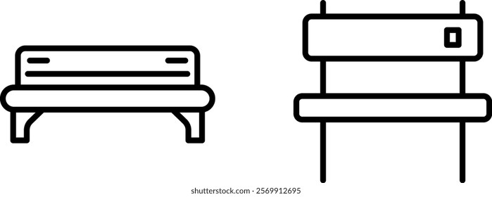 "Outdoor Bench Icon Representing Public Seating, Relaxation, and Community Spaces"