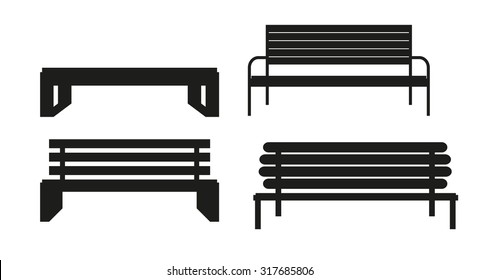 Outdoor Bench Icon Set Vector Illusrtarion Eps10