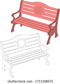 The Outdoor Bench Vector Illustration. The Bench Vector Line Drawing Isolated On White Background. The Bench Coloring Page. The Bench Furniture Clip Art