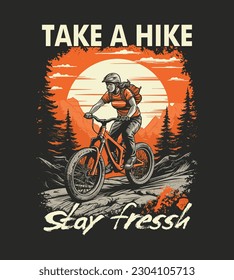 Outdoor bike T-shirt Design vector art