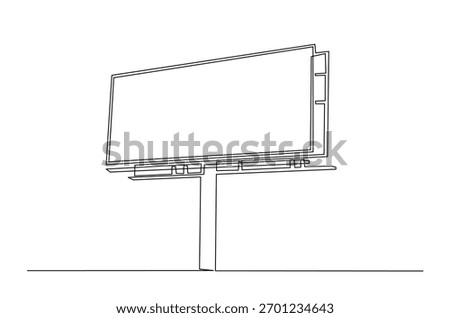 Outdoor billboard in continuous one line drawing. Single line art illustration of Blank outdoor Billboard for advertising . Editable vector.