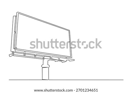 Outdoor billboard in continuous one line drawing. Single line art illustration of Blank outdoor Billboard for advertising . Editable vector.