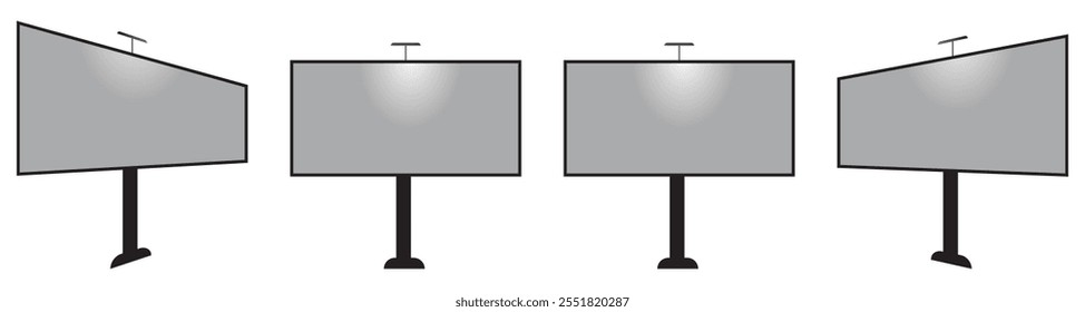 Outdoor billboard mockup. Realistic 3D vector banners on roadside metal displays