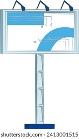 Outdoor blank billboard vector illustration for advertising, with blue and white design. Empty large format advertisement board.