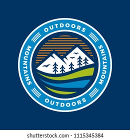 Outdoor Blue Mountain Badge Patch Design