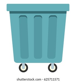 Outdoor blue trash can made of plastic icon flat isolated on white background vector illustration