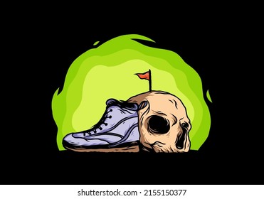 Outdoor boots and skull illustration design