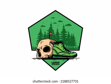 Outdoor boots and skull illustration design