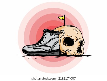 Outdoor boots and skull illustration design