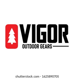 Outdoor brand consist of simple bold font and silhouette of pine tree