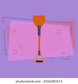 Outdoor broom. Cleaning tool for sweeping yard. Agriculture attributes concept. Vector illustration can be used for topics like equipment, housekeeping, household