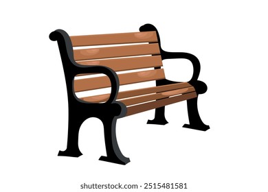 Outdoor brown wooden bench for garden and parks
