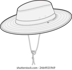 Sombrero de cubo al aire libre Ilustración técnica Plantilla