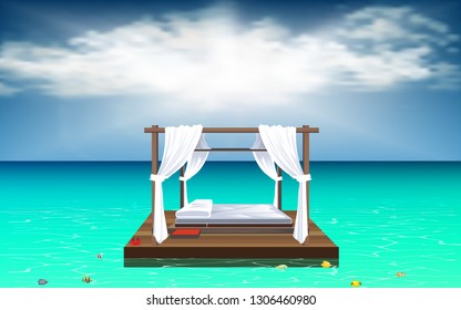 Outdoor cabana bed at the beach