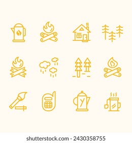 Outdoor cabin holiday and adventure icon. Landscape outdoor vector icon