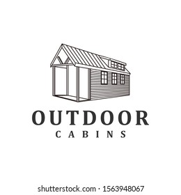 Outdoor cabin logo design - house outdoor - house tree forest