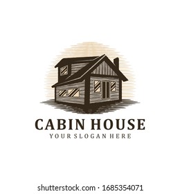 Outdoor cabin logo design - house outdoor - house tree forest