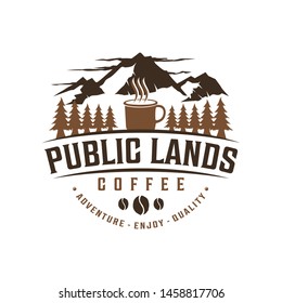 Outdoor cafe with mountain and mug element
