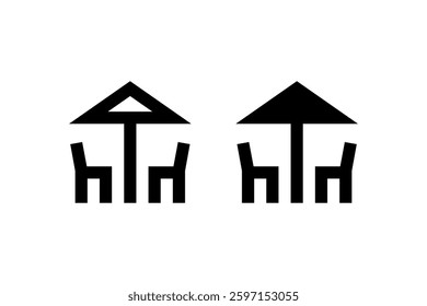 Outdoor Cafe Seating Icon Black Silhouette Vector