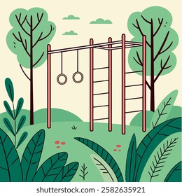 Outdoor Calisthenics Workout park Illustration