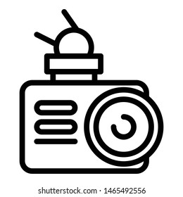 Outdoor camera front view icon. Outline outdoor camera front view vector icon for web design isolated on white background