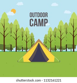 Outdoor Camp Background in the Forest
