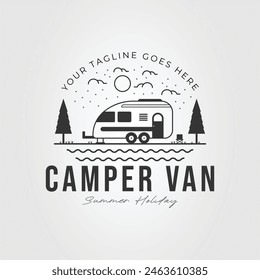 outdoor camp or camper van camping logo vector illustration design