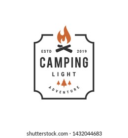 outdoor camp fire vector logo design