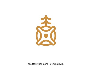  Outdoor Camp Monoline Logo Vector