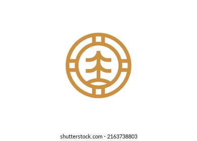  Outdoor Camp Monoline Logo Vector